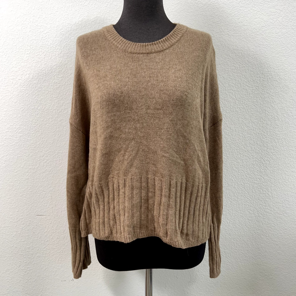 Madewell Sweater Women Small Brown Knit Long Sleeve Nylon Wool Alpaca Boxy